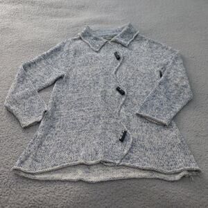 Willow Sweater Womens Large Knit Collared Blue Heavy Cotton Nylon Pullover